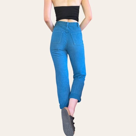 80s/90s vintage teal high waisted mom jeans MIchael G. 24/25/26 - Picture 2 of 7